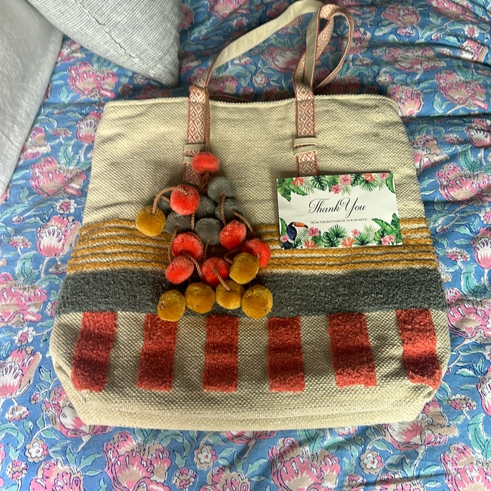 Handmade in India, Boho style beach bag from America and Beyond